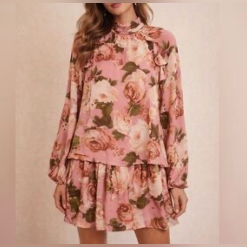 NWT BeBop Pink and Green Floral mini Dress Size Medium